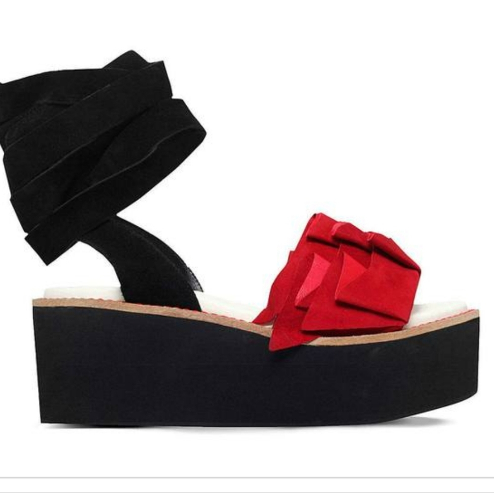 Kurt Geiger Black and Red Platform Sandals